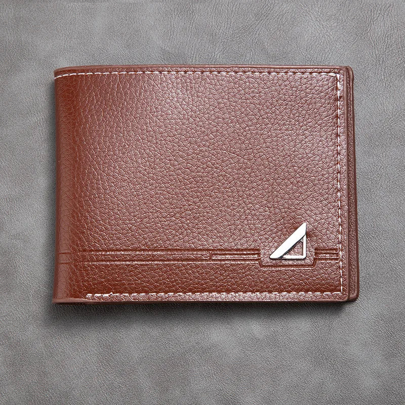 men's solid color pu leather flip cover small wallets