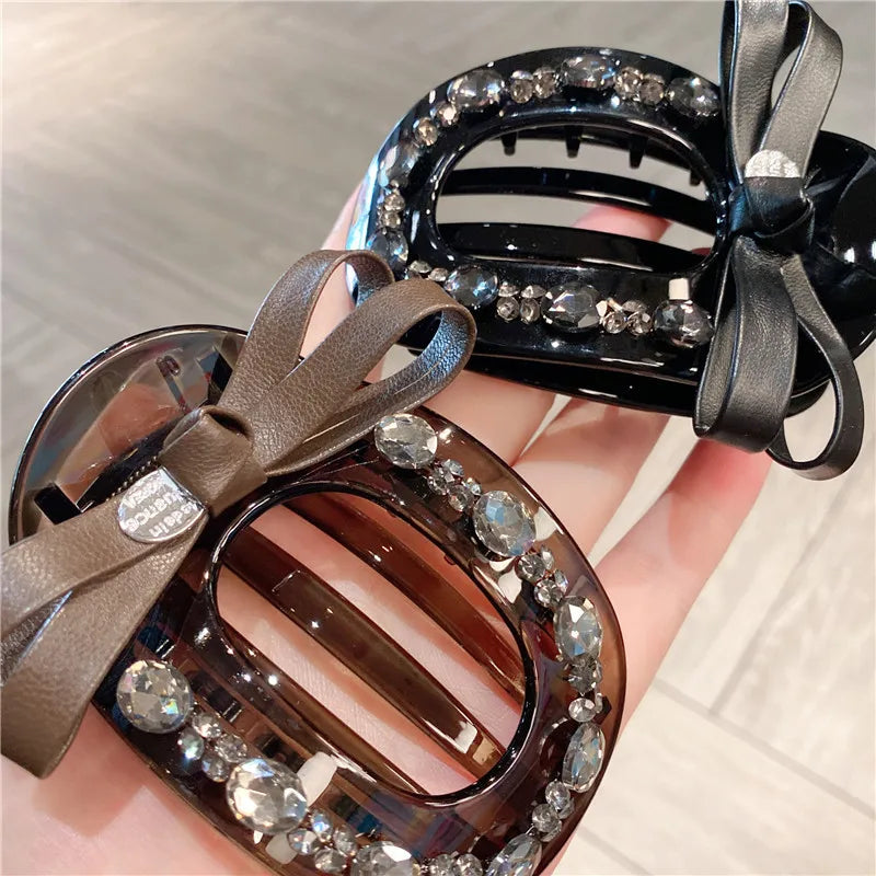 Elegant Large Size Leather Butterfly Knot Hair Clip Women's Sweet Fairy Feelings Casual Style Hair Accessories For Lazy Girls