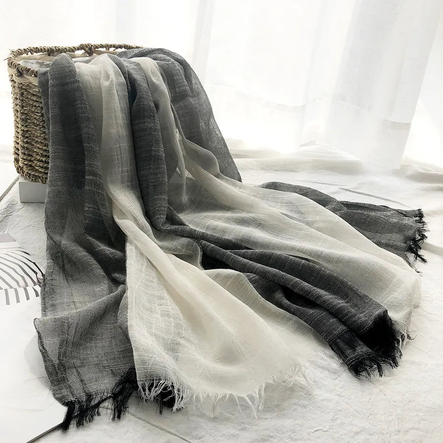 unisex sweet color block polyester long-staple cotton sewing cotton linen scarves