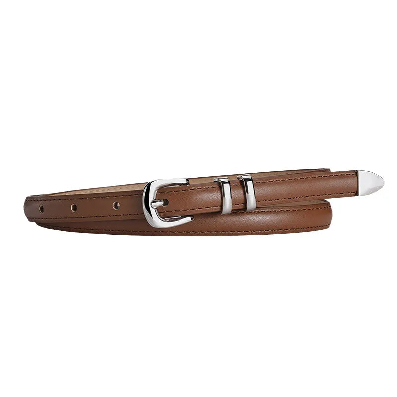 New simple  silver buckle three-piece women's belt high-grade decorative student youth jeans thin belt
