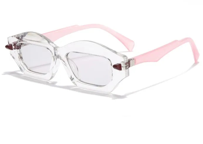 retro color block pc polygon full frame men's sunglasses