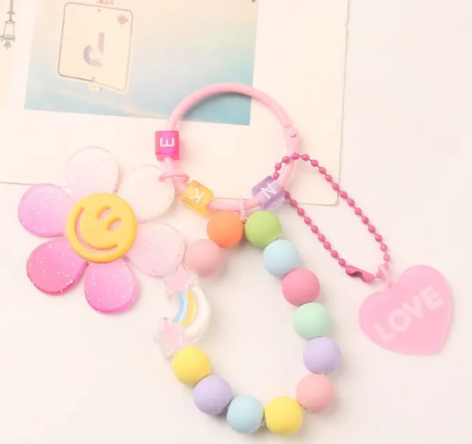 sweet Smile face flower resin women's bag pendant keychain