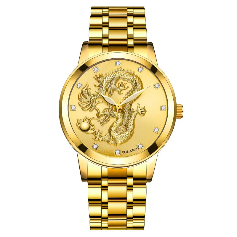 fashion dragon single folding buckle quartz men's watches