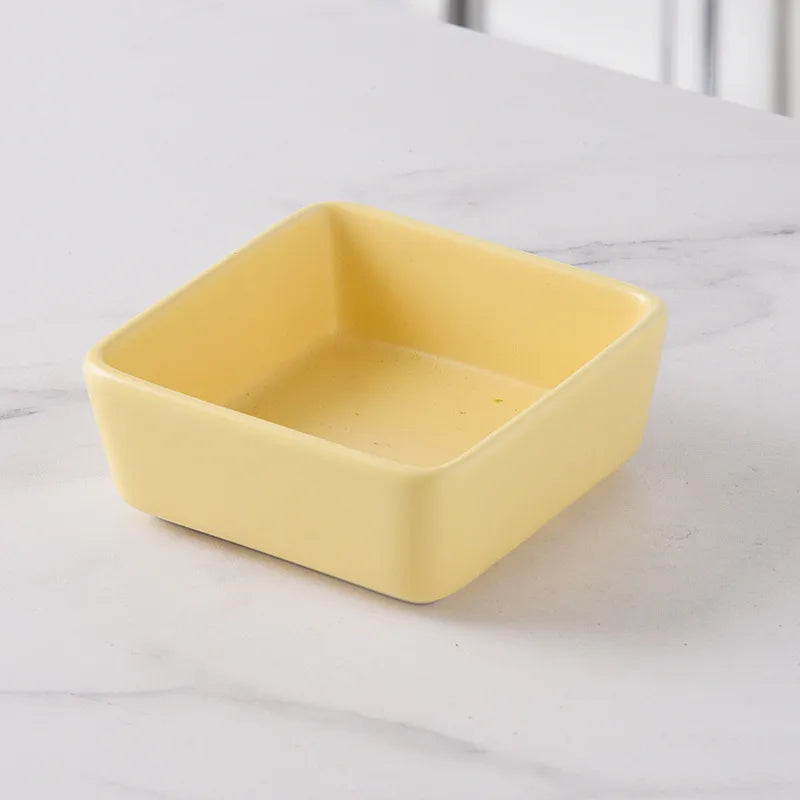 Nordic Ceramic Square Snack Bowl Platter Household Split Plate Snack Plate Hot Pot Sauce Plate Bamboo and Wooden Tray