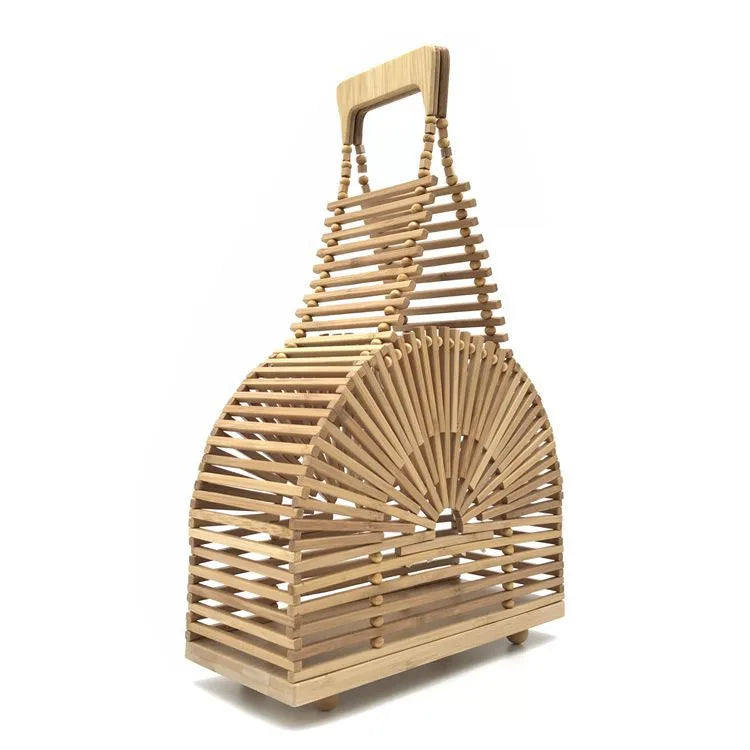 Wood Solid Color Hollow Conical Evening Bags