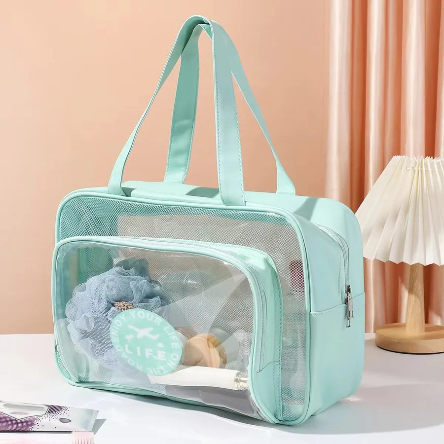 Dry Wet Separation Wash Bag Transparent PVC Portable Shoulder Swim Bag Fitness Bath Bag Waterproof Storage Bag Wholesale