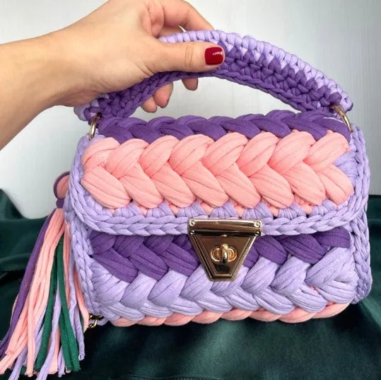 women's polyester color block elegant ethnic style square lock clasp handbag