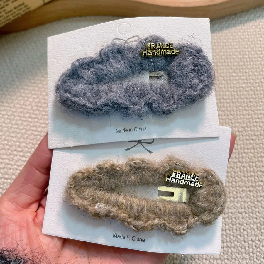 Cute Lamb Fur New Style Side Hair Clips Bangs Holders High-End Fashion Girls Hair Accessories Premium Shop Hair Decorations