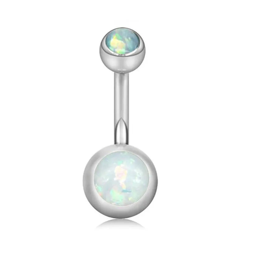 fashion solid color stainless steel inlay artificial gemstones belly ring
