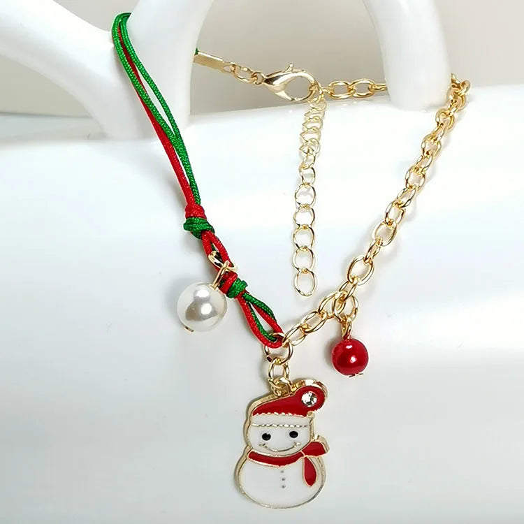 fashion santa claus snowman elk alloy pearl plating women's bracelets 1 piece