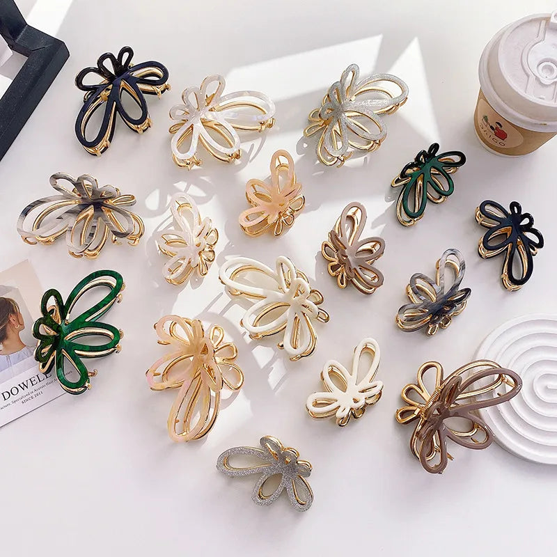 Women's Simple Style Butterfly Acetic acid sheets Hollow Out Hair Claws