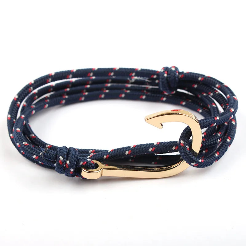 Casual Simple Style Fishhook Alloy rope Layered Unisex Bracelets