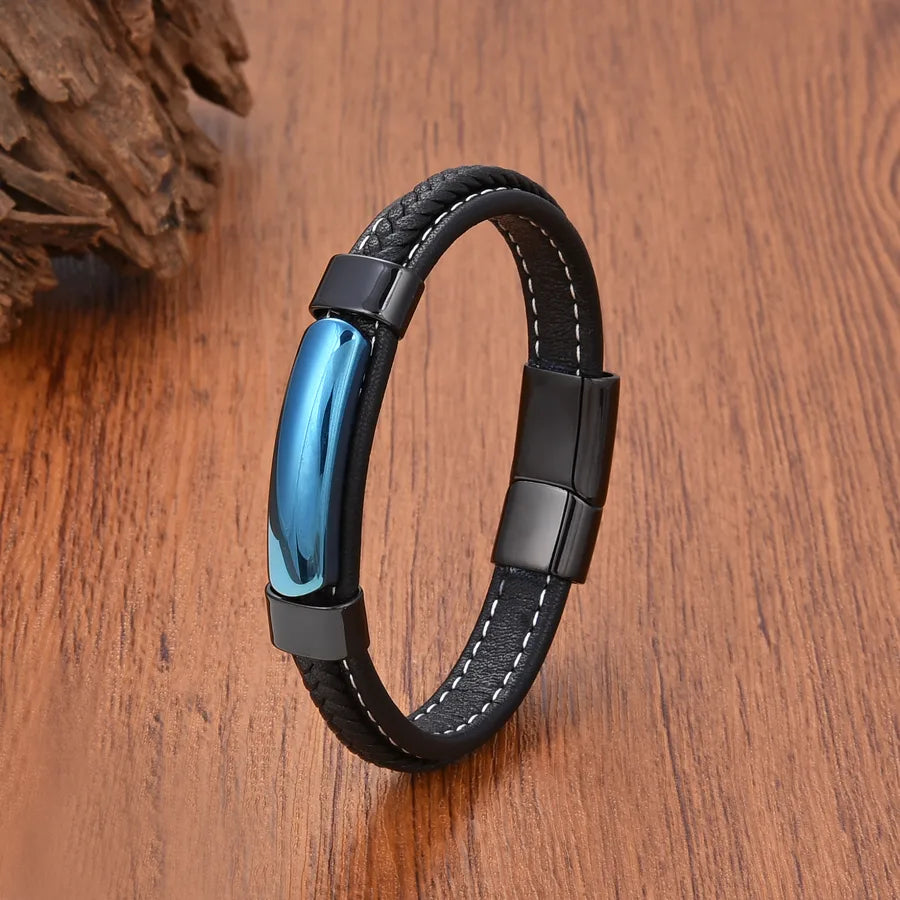 Vintage Style Geometric Turquoise 304 Stainless Steel Leather rope Wholesale Bracelets