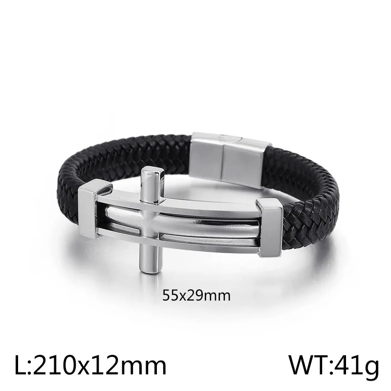 hip-hop punk cross titanium steel plating men's bangle