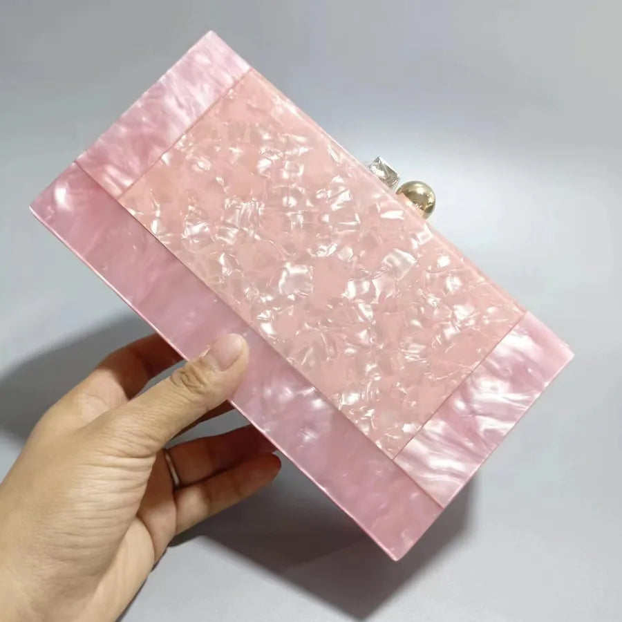Purple Green Black Arylic Marble Square Evening Bags