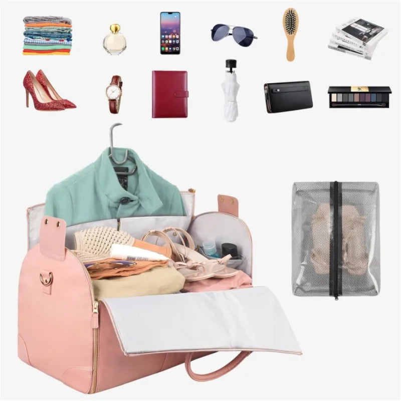 Unisex Elegant Streetwear Solid Color Pu Leather Waterproof Travel Bags