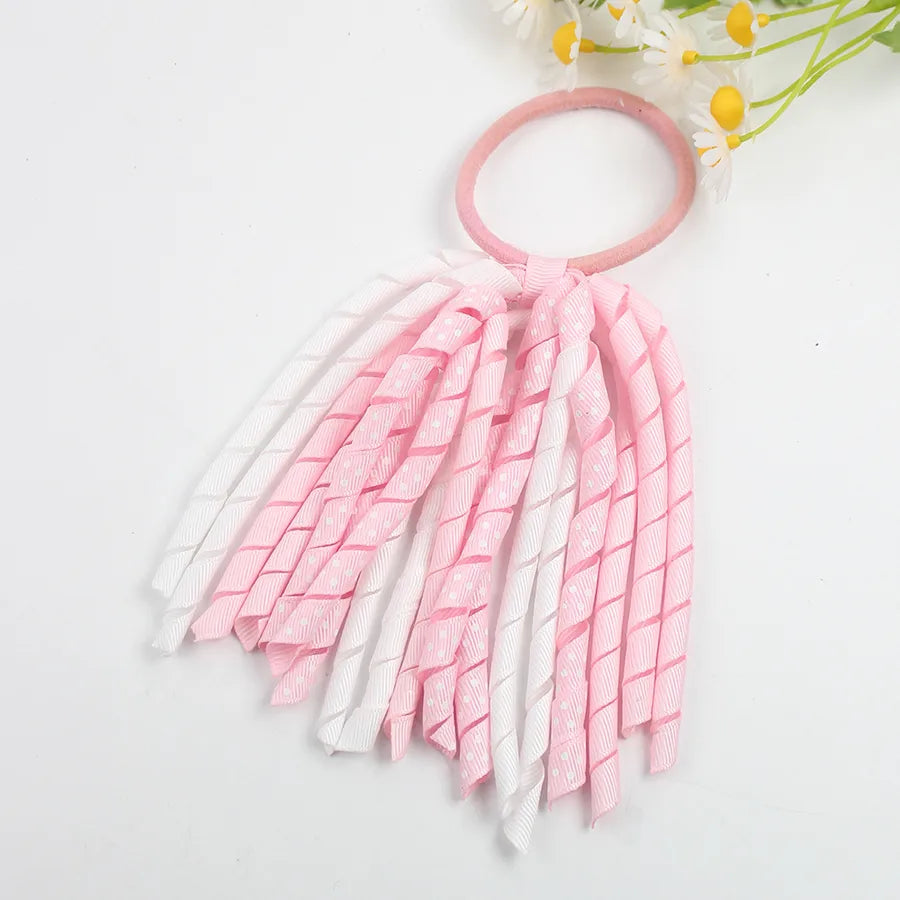 explosions girls' hair accessories wave point printing roll belt head rope rubber band children's accessories long ponytail hair accessories wholesale