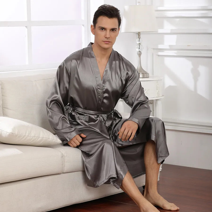 Holiday Men's Vacation Simple Style Solid Color Imitated Silk Polyester Pajama Sets