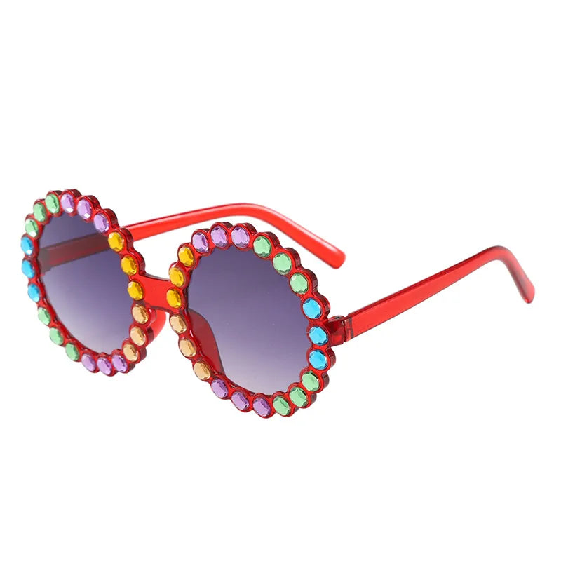 Hot-Selling Sunglasses Color Film Color Diamond Sunflower Sunglasses Colorful Children's Glasses