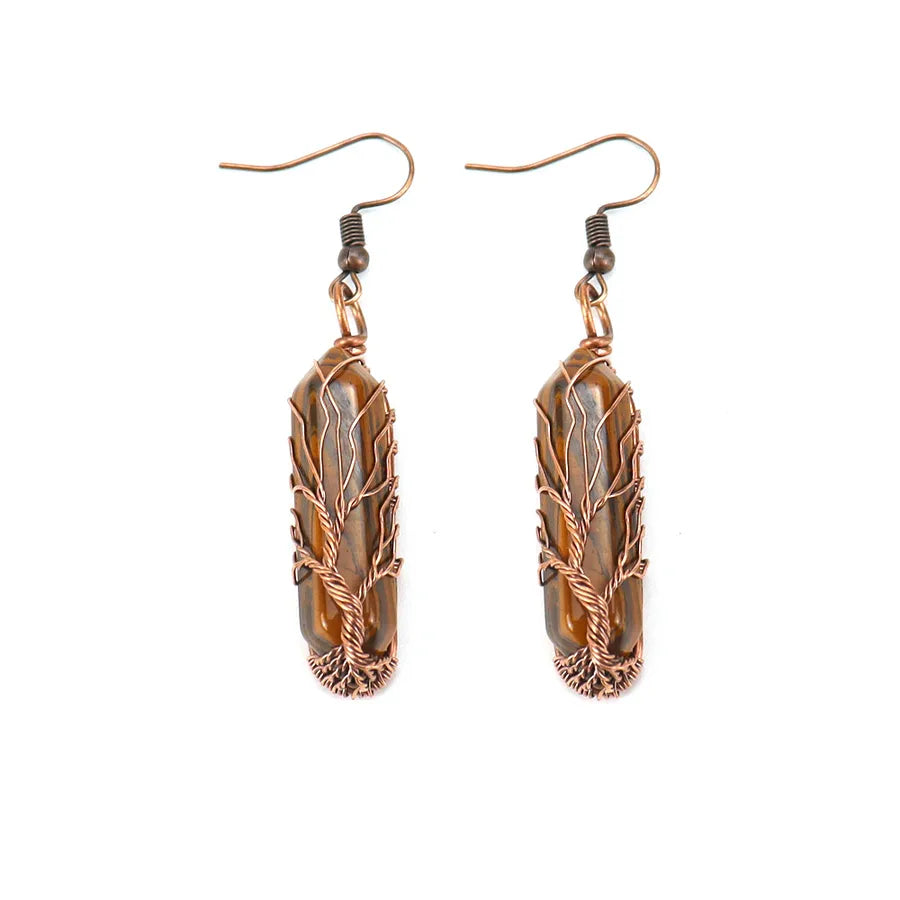 fashion hexagon prism artificial crystal copper plating drop earrings 1 pair