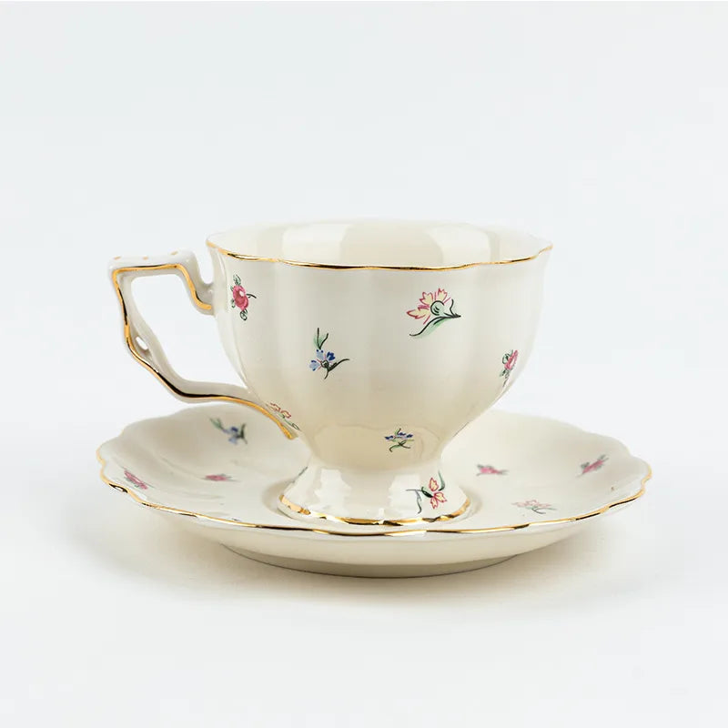 European Style Vintage Coffee Cup Set Cup and Saucer Ceramic British Style Phnom Penh Large Tea Cup French Restaurant Bar Cup Household