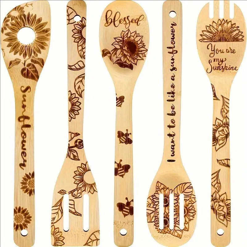 Simple Style Animal Letter Bamboo Shovel kit 5 Pieces Set
