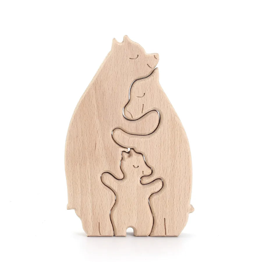 Mother'S Day Simple Style Bear Heart Shape Wood Casual Home Daily Ornaments