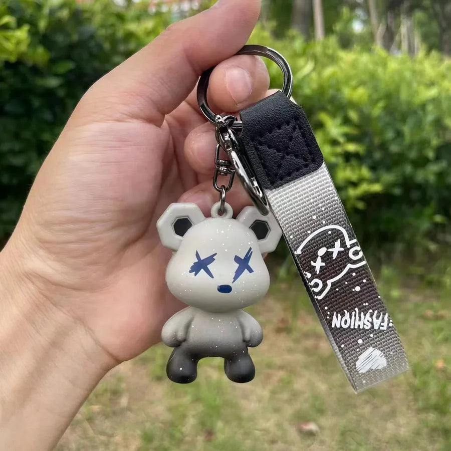 cartoon style cute bear silica gel unisex bag pendant keychain