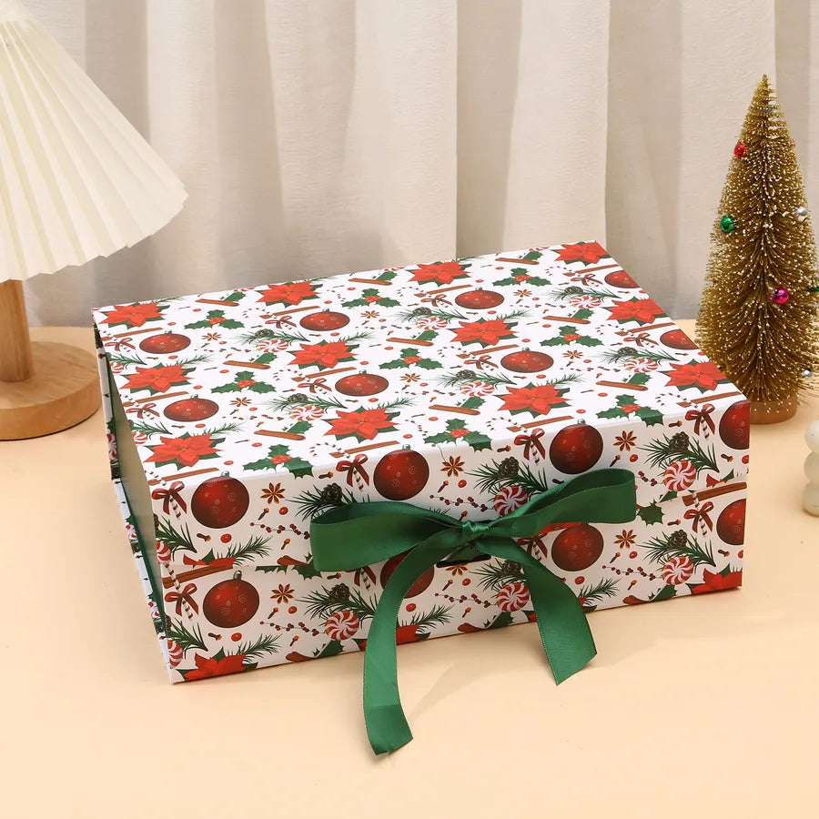 Christmas Gift Box Butterfly Knot Magnetic One-Piece Packaging Box Elegant Simple Style White Card Paper Christmas Gifts