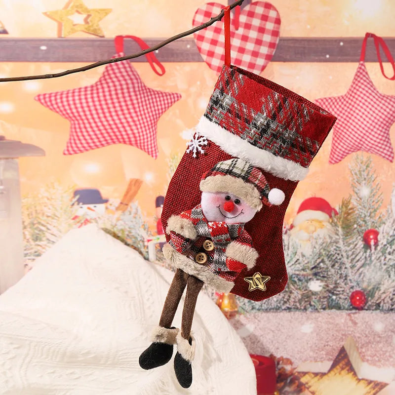 christmas retro santa claus snowman elk cloth party christmas socks
