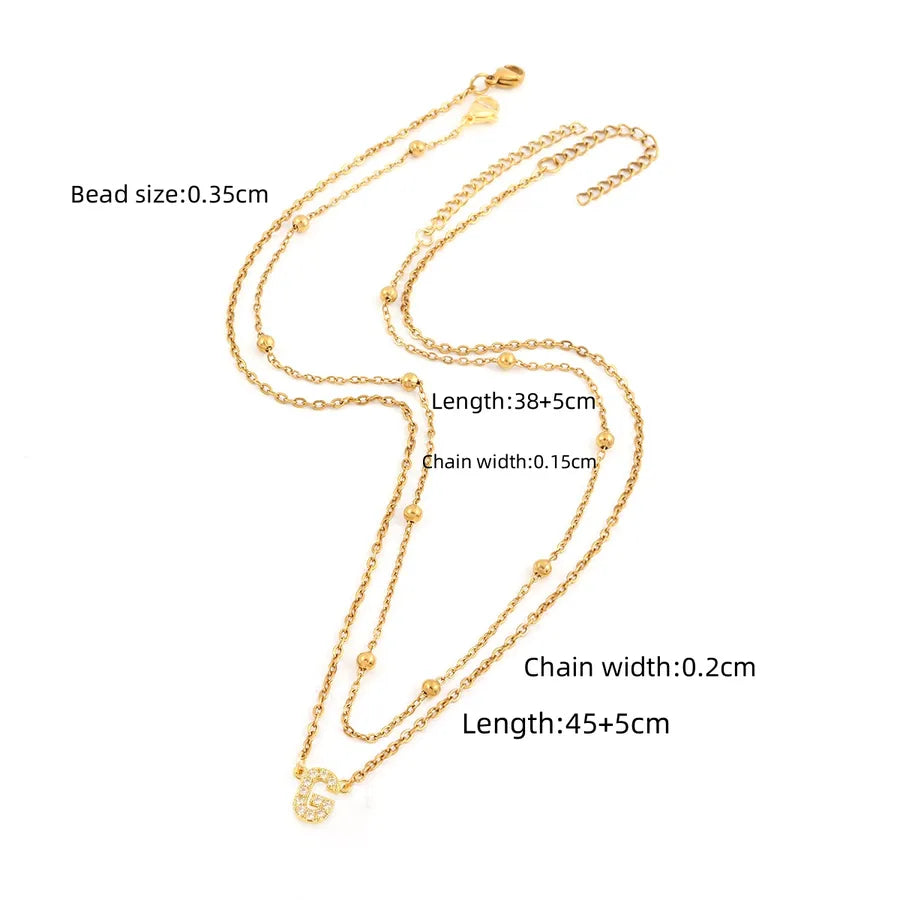 Wholesale Jewelry Simple Style Classic Style Letter 201 Stainless Steel Copper ball chain cable chain Pendant Necklace