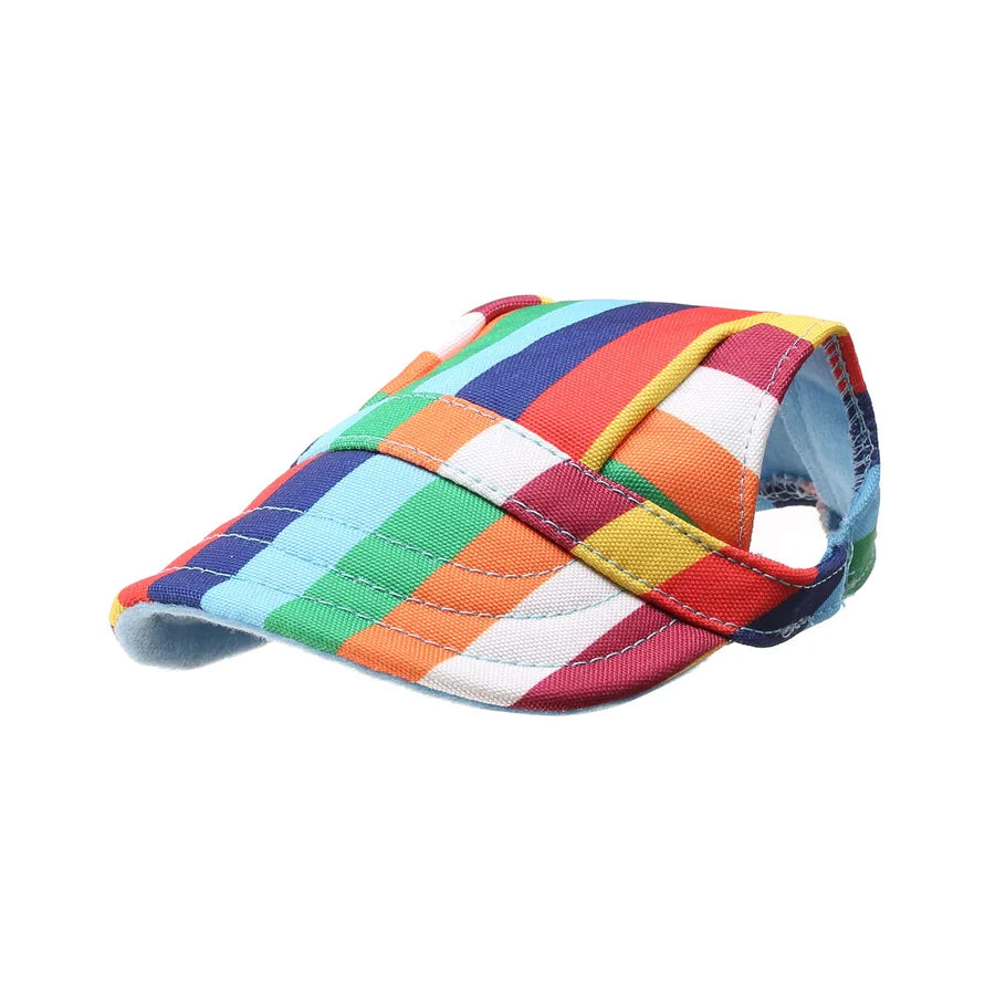 simple style canvas oxford cloth stripe pet hat