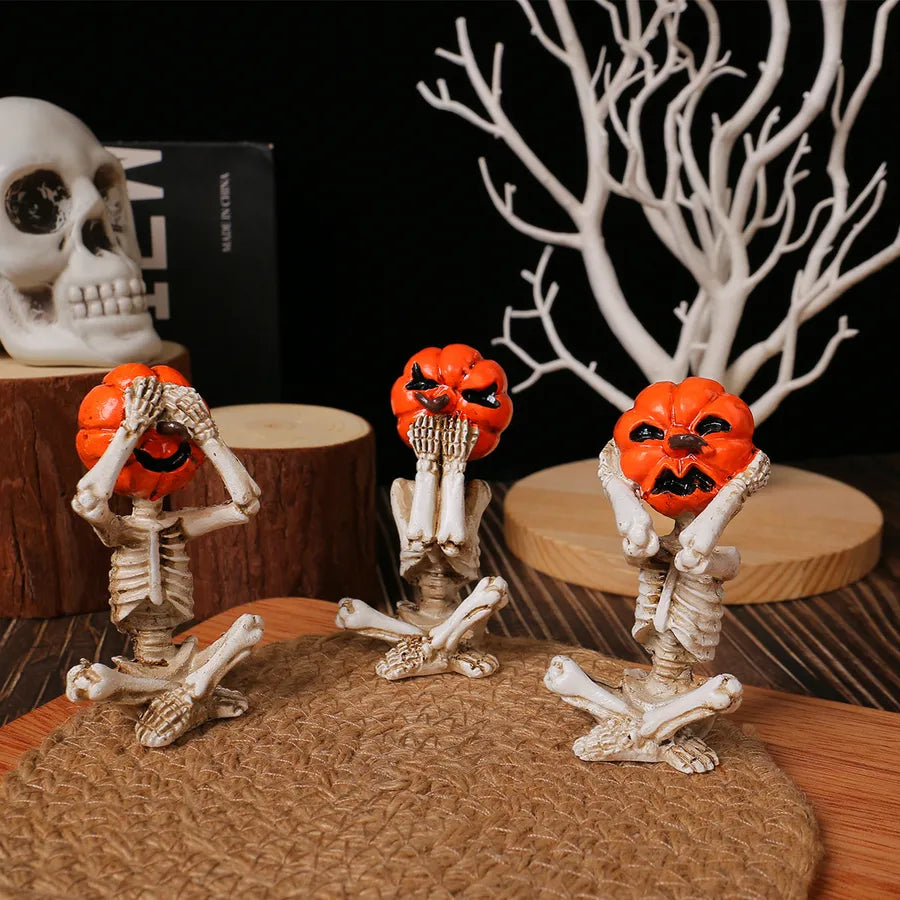 Halloween Decoration Props Yoga Meditation Pumpkin Head Skeleton Dolls Scary Dolls Home Decorations Festive Atmosphere Creepy