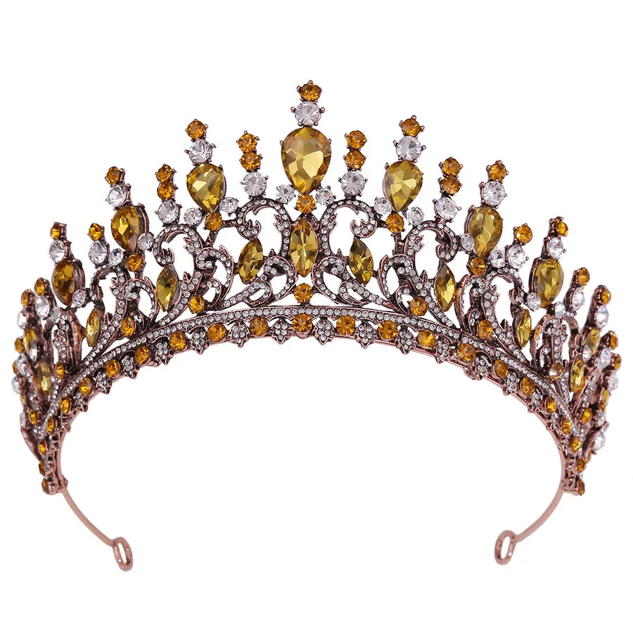 H1349  Bestselling Forest System Hair Accessories Headband Leaf Embedded Crystal Baroque Wedding Bride Vintage Crown