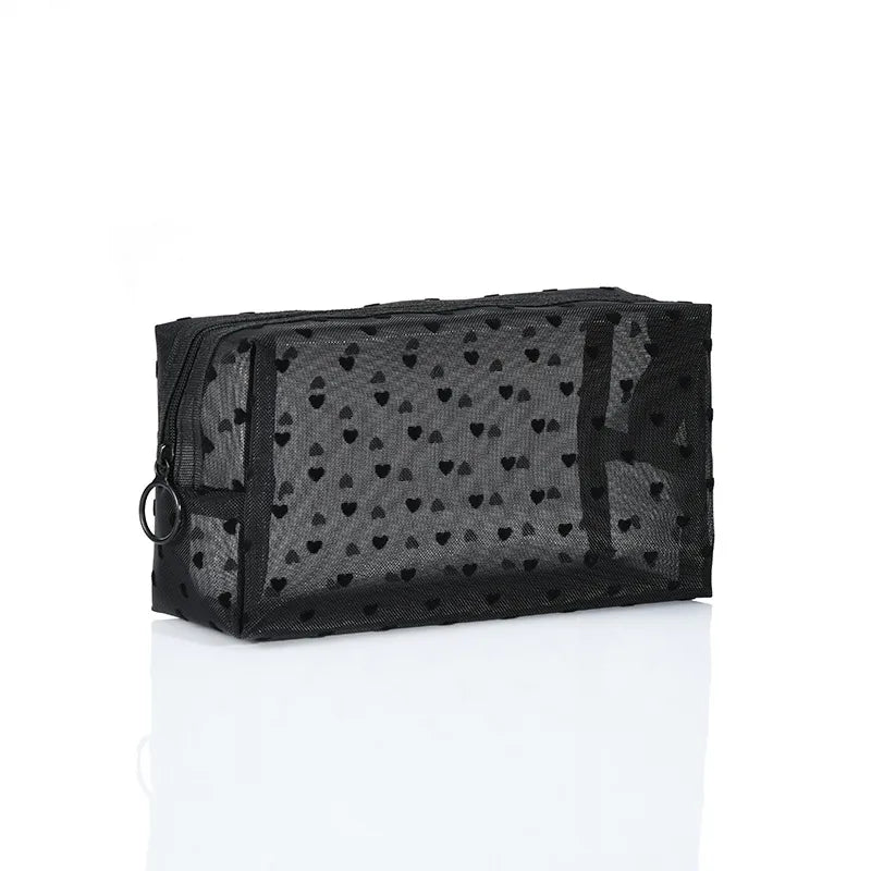 women's small all seasons nylon heart shape fashion square zipper cosmetic bag
