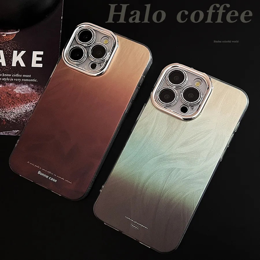 Fall Winter Brown Gradient Phone Case Full Cover Hard Shell For Apple 16Pro Max iPhone 15 Advanced 12 Compatible With Samsung Galaxy