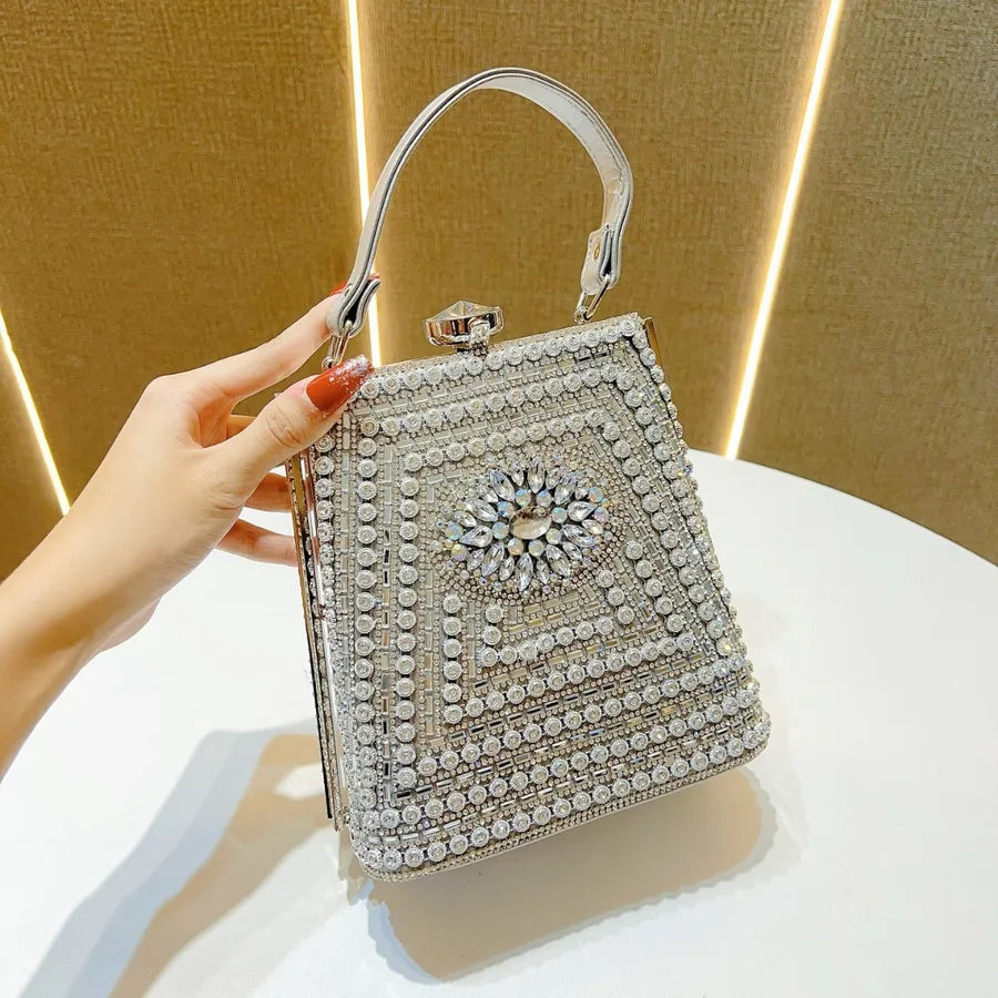 New Evening Bag Diamond Embellished Cheongsam Shoulder Crossbody Phone Bag For Dinner Party Sparkling Single Strap Handbag