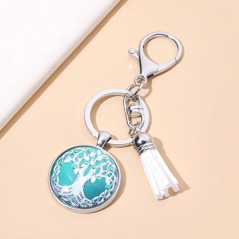 artistic tree alloy inlay artificial gemstones unisex keychain