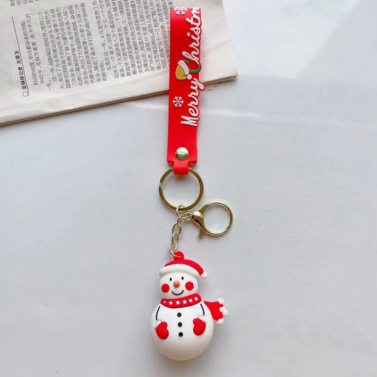 Cartoon Style Santa Claus Silica Gel Christmas Women's Keychain