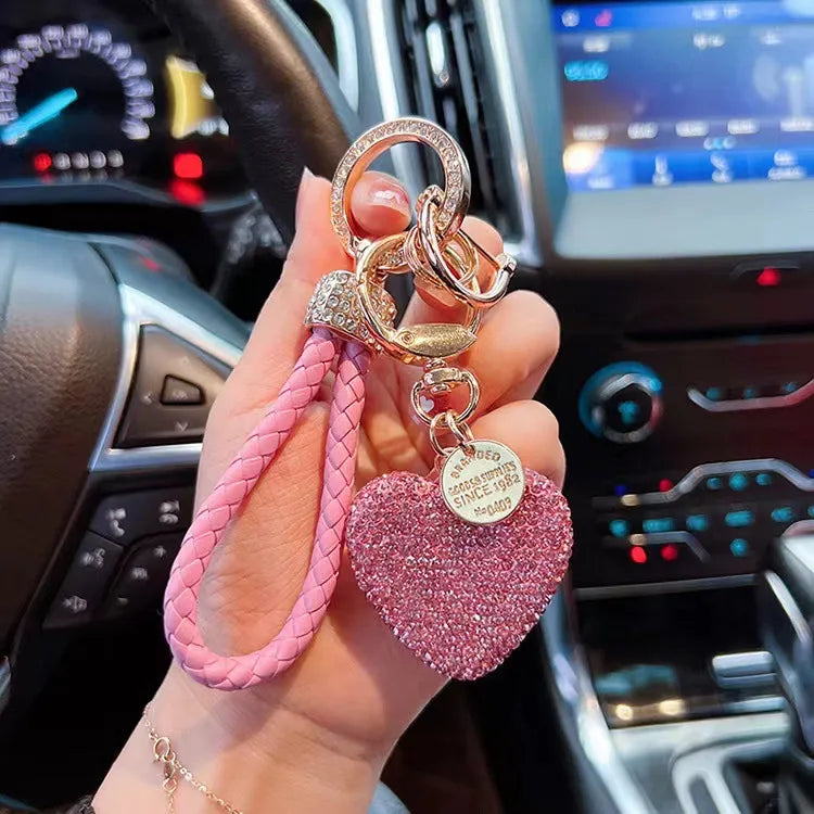 Sweet Simple Style Letter Heart Shape Alloy Inlay Rhinestones Bag Pendant Keychain