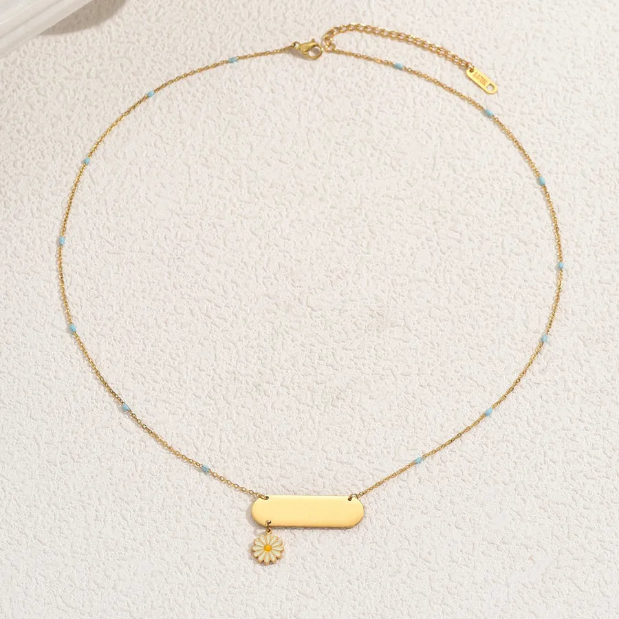 Wholesale Jewelry Vacation Bohemian Simple Style Flower 201 Stainless Steel O-shaped chain Necklace