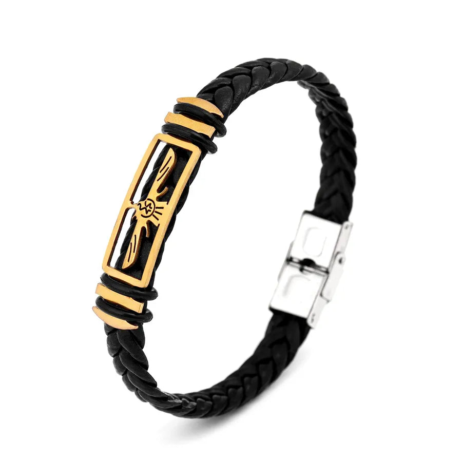 Retro Punk Solid Color Pu Leather Men's Bracelets Men Cord & Leather Bracelets