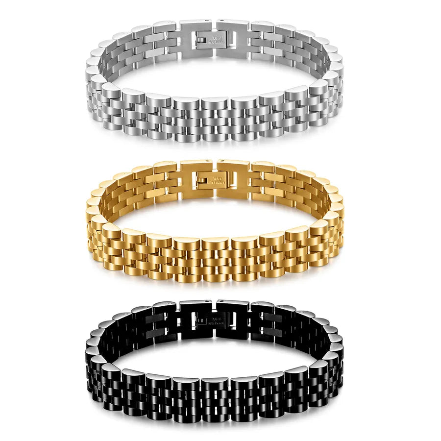 simple style solid color titanium steel plating unisex bracelets