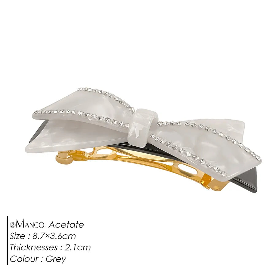 EManco French Light Luxury Retro Flowing Diamond-Studded Bow Hair Clip Socialite Temperament New Hairpin Elegant Hair Accessory