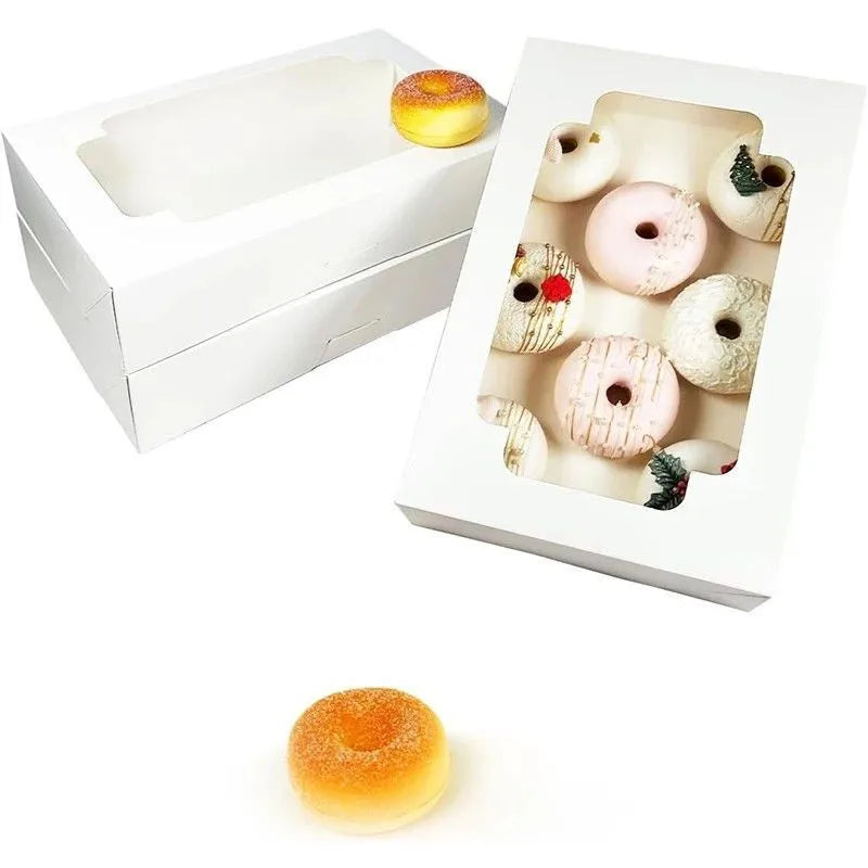 Window Opening Cake Box White Card Macaron Pastry Packaging Paper Box Dessert Food Baking Disposable Paper Cup