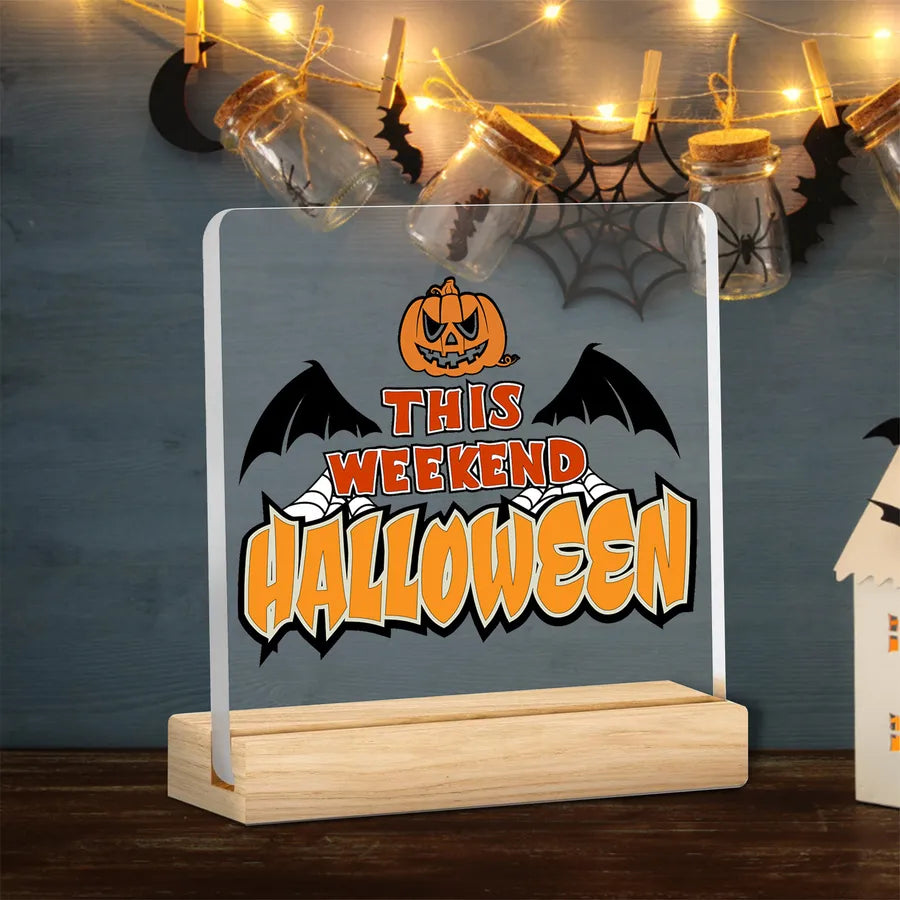 Acrylic Halloween Decorative Tabletop Wooden Ornaments Transparent Festive Home Decoration Ideal For Party Setup