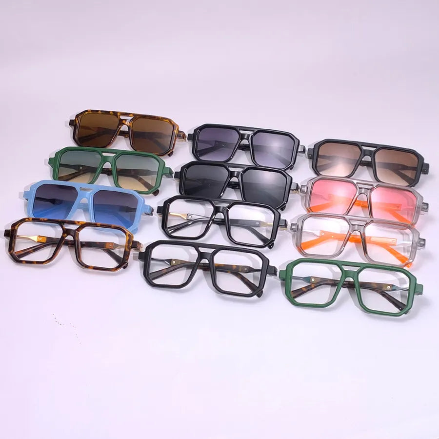 retro color block pc square full frame men's sunglasses