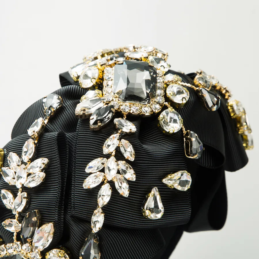 women's luxurious shiny bow knot cloth inlay rhinestones glass hair band
