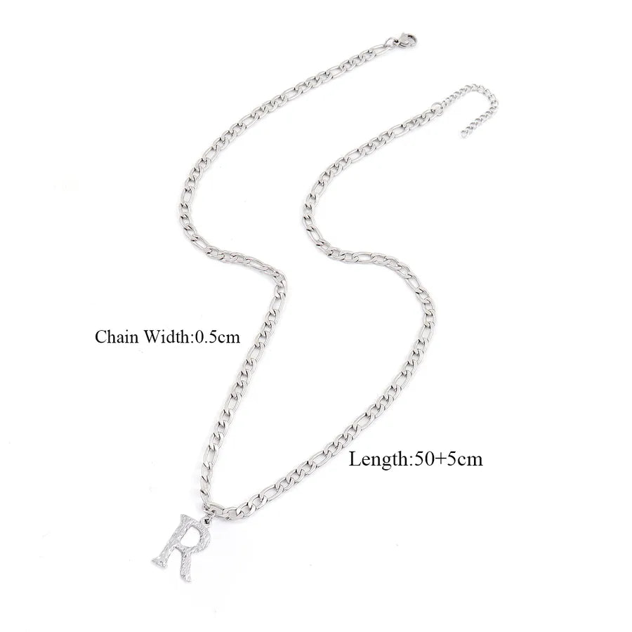 Wholesale Jewelry Retro Simple Style Letter 201 Stainless Steel 304 Stainless Steel Pendant Necklace figaro chain