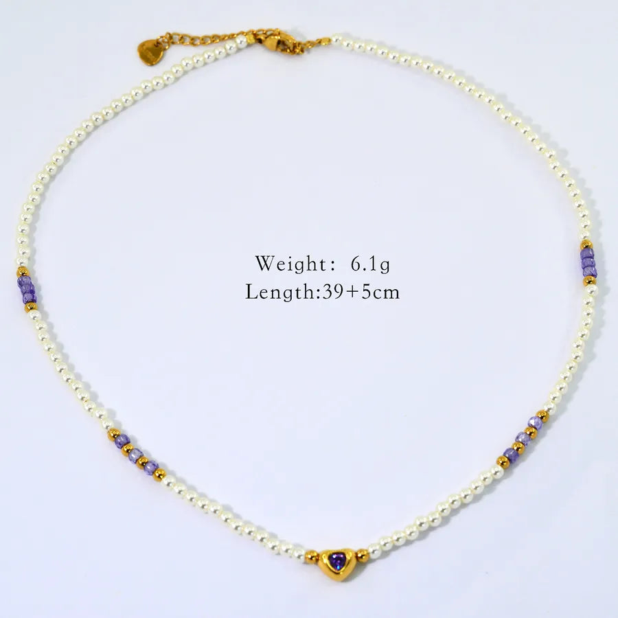 IG Style Simple Style Geometric natural stone Titanium Steel 18K Gold Plated Necklace In Bulk